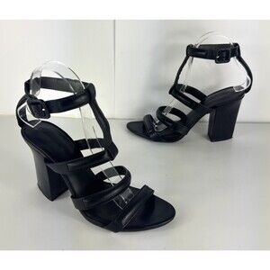 ALEXANDER WANG Black Anjelika Leather Heeled Sandals EU 37 US 7